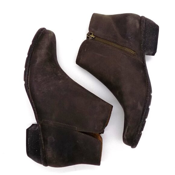 Clark's Unstructured Leather Ankle Boots Distressed Taupe Size 10 M Rustic - Picture 2 of 11